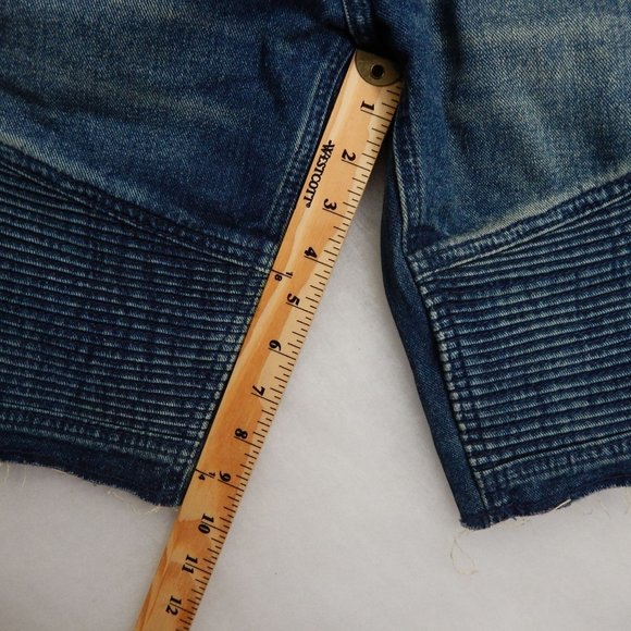 PacSun Mens Skinny Cut Off Ribbed Denim Jean Shorts Medium Indigo Size 30 - Picture 4 of 9